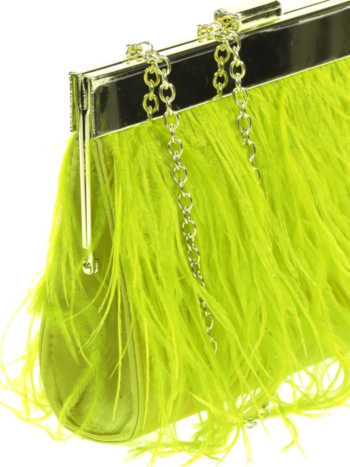 Clutch fiesta plumas lima-oscuro