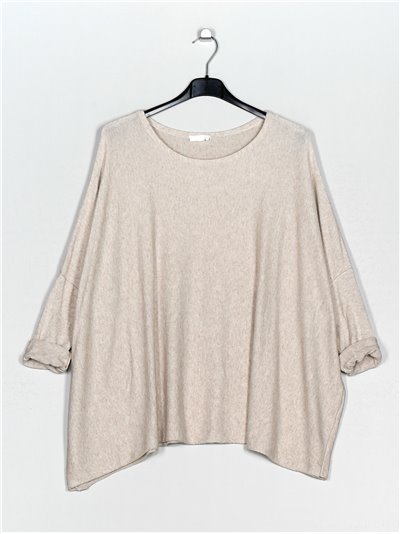 Plus size soft sweater beis