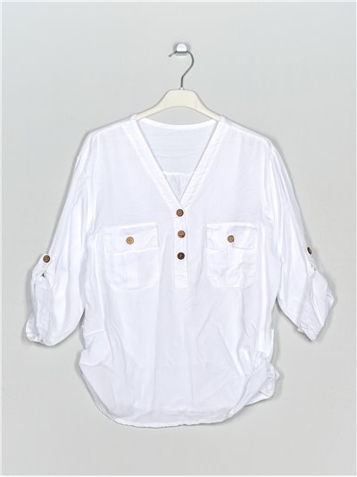 V-neck blouse blanco
