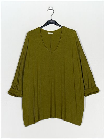 Plus size soft sweater verde-pistacho