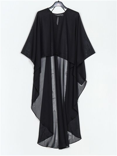 Multi-position chiffon shawl negro