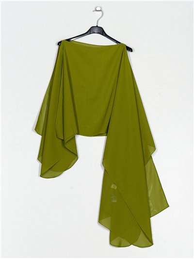 Multi-position chiffon shawl verde