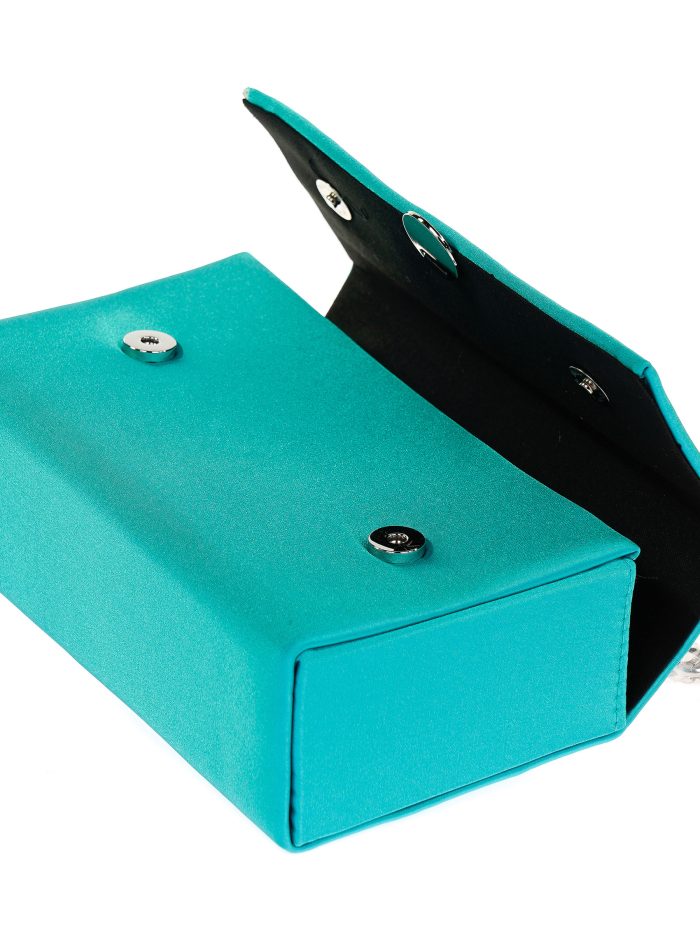 Bolso caja fiesta cadenas verde-agua