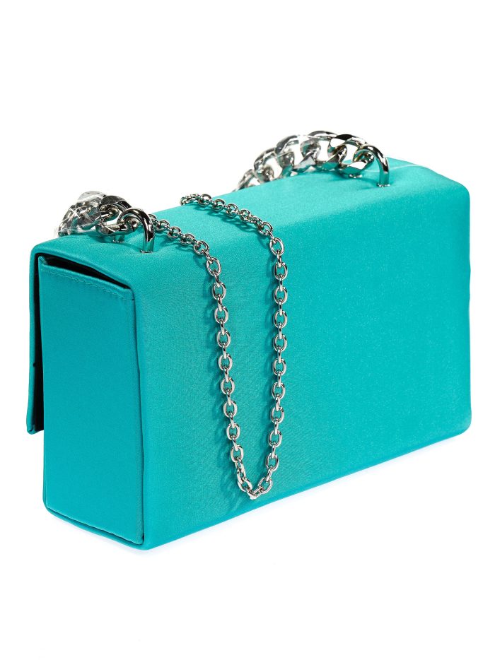 Bolso caja fiesta cadenas verde-agua
