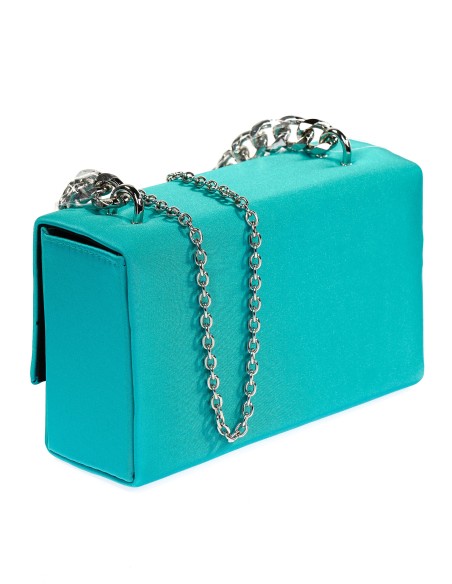 Bolso caja fiesta cadenas verde-agua