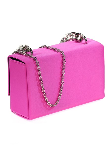 Bolso caja fiesta cadenas fucsia