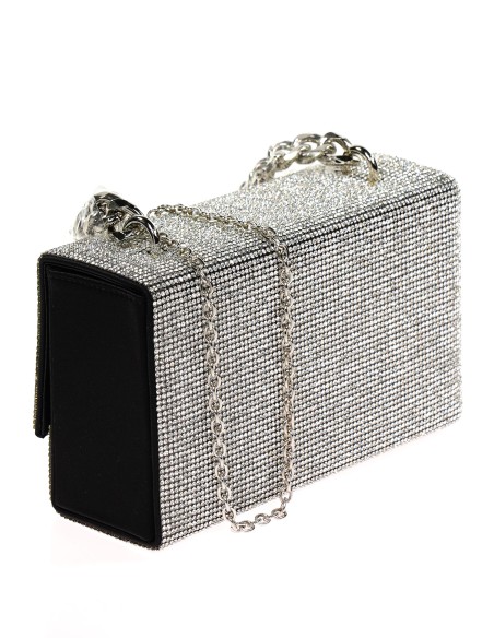 Bolso caja fiesta pedrería negro