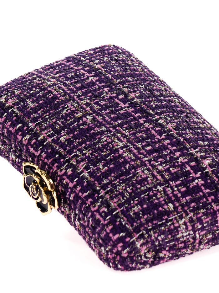 Clutch fiesta tweed flor morado