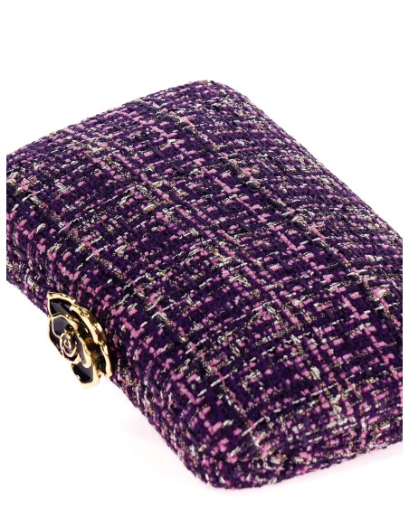 Clutch fiesta tweed flor morado