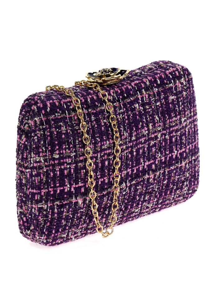 Clutch fiesta tweed flor morado