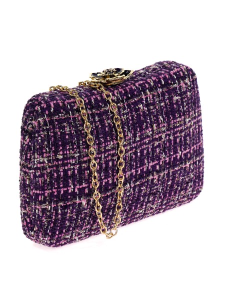 Clutch fiesta tweed flor morado