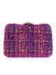 Clutch fiesta tweed flor fucsia