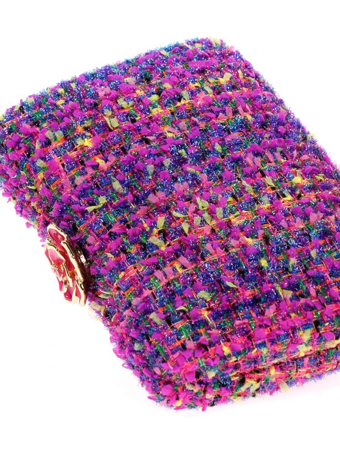 Clutch fiesta tweed flor fucsia