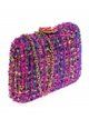 Tweed clutch with flower fucsia