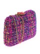 Clutch fiesta tweed flor fucsia