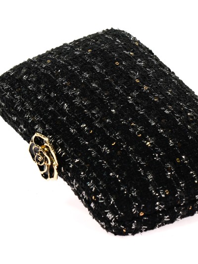 Clutch fiesta tweed flor negro 2