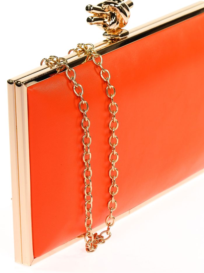 Faux leather clutch naranja