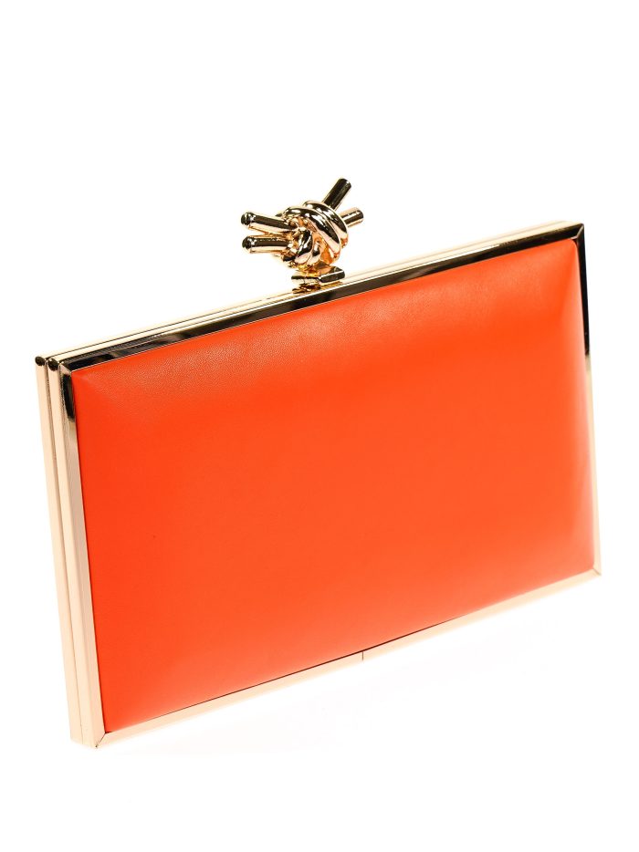 Faux leather clutch naranja