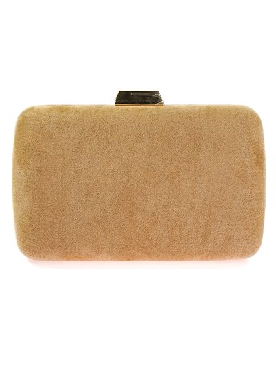 Suede effect clutch taupe