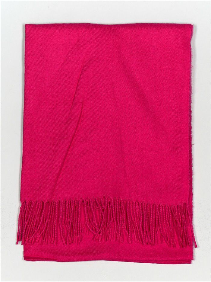 Soft-touch scarf with fringing fucsia