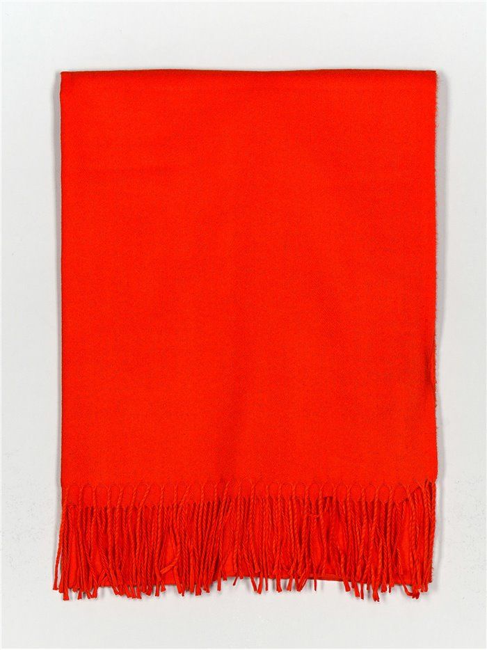 Soft-touch scarf with fringing naranja