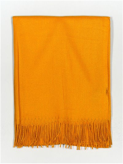 Soft-touch scarf with fringing mostaza