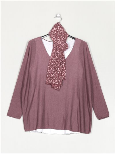 Plus size sweater with scarf + top malva