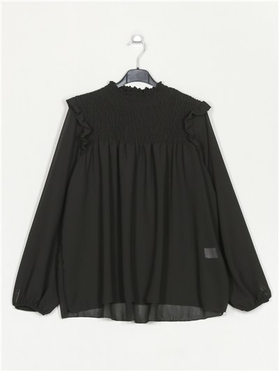 Oversized gathered blouse negro