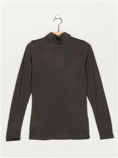 Roll neck fleece t-shirt negro (M/L-L/XL)