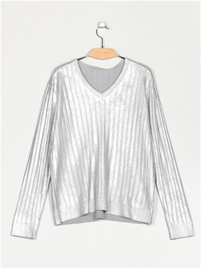 Ribbed metallic thread sweater (S/M-L/XL)