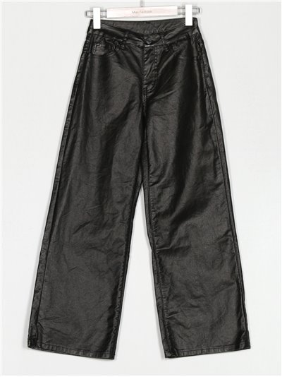 Jeans rectos metalizados tiro alto negro (XS-XL)