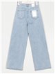 Jeans rectos tachas tiro alto azul (S-XL)