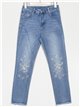 Jeans pedrería tiro alto azul (36-46)