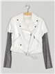 Faux leather biker jacket with rhinestone white (S-XL)
