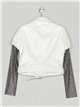 Faux leather biker jacket with rhinestone white (S-XL)