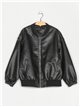 Faux leather oversized jacket black (S-M-L)