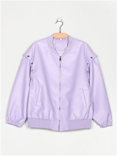 Faux leather oversized jacket purple (S-M-L)