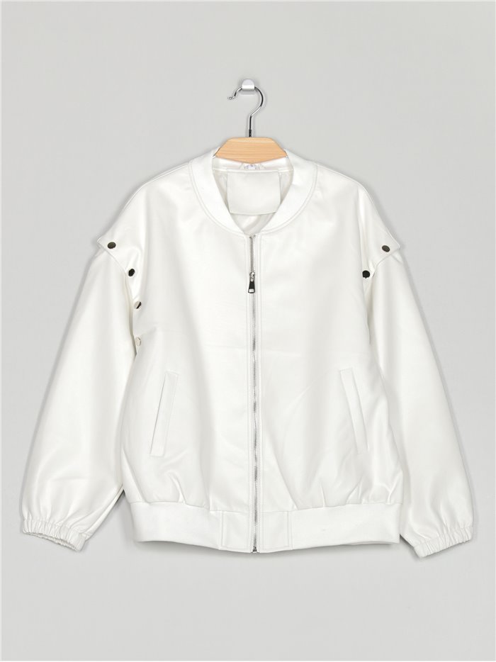 Faux leather oversized jacket white (S-M-L)