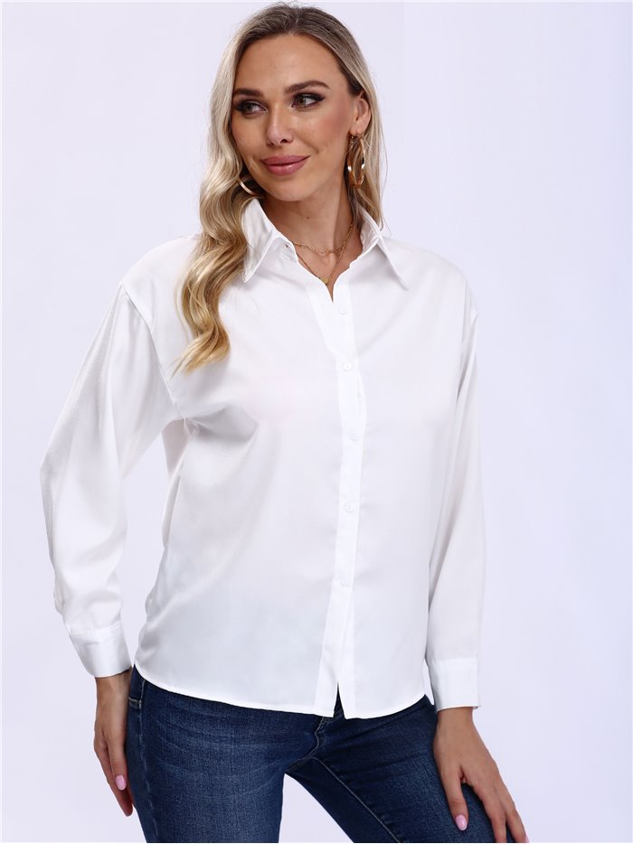 Camisa satinada blanco (M-XXL)