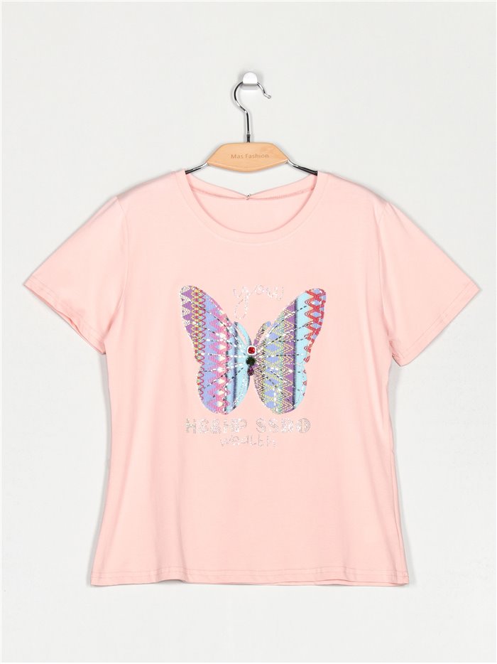 Butterfly t-shirt with rhinestone (M/L-XL/XXL)