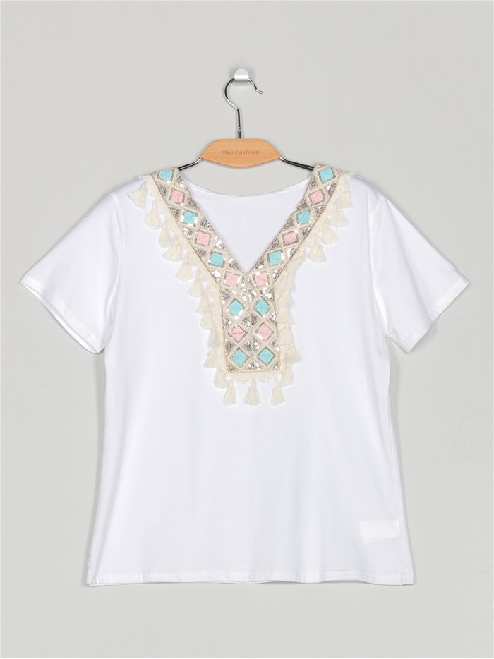 Embroidered t-shirt with tassels (M/L-XL/XXL)