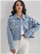 Denim jacket with pearl beads azul (S-M-L)