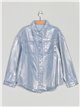 Metallic thread denim overshirt azul-plata (S-M-L)
