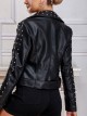 Faux leather studded biker jacket black (S-XL)