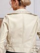 Faux leather studded biker jacket beige (S-XL)