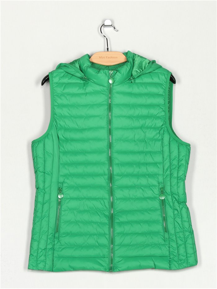 Ultra light waistcoat with hood green (42-50)