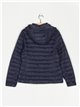 Quilted down puffer jacket with hood navy (42-46)