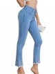 High waist die-cut embroidered flare jeans azul (S-XXL)