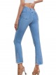High waist die-cut embroidered flare jeans azul (S-XXL)