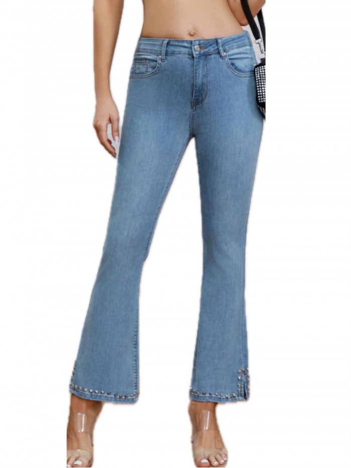 High waist studded flare jeans azul (XS-XL)